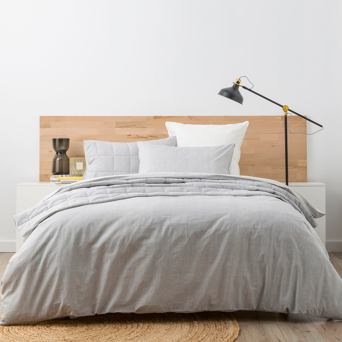 Renee Taylor Chambray Washed Cotton Quilt Cover Set — Castlerock - Queen