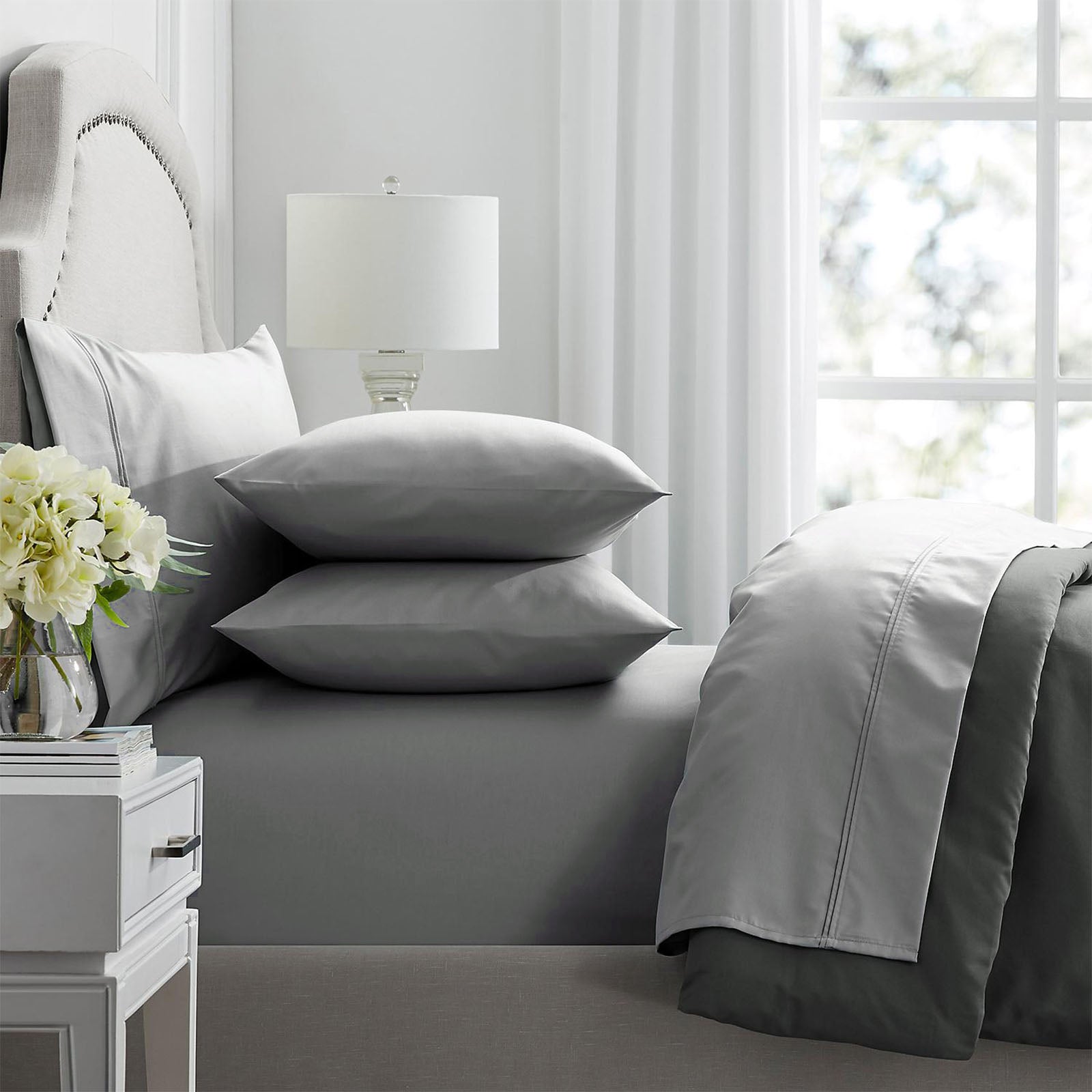 Renee Taylor Premium 1000 Thread count Egyptian Cotton sheet sets Mega Queen Graphite