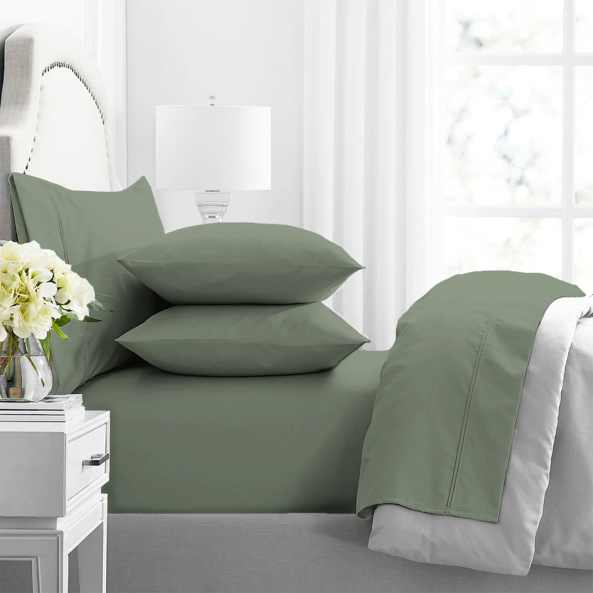 Renee Taylor Premium 1000 Thread Count Egyptian Cotton Sheet Set - Mega King - Juniper