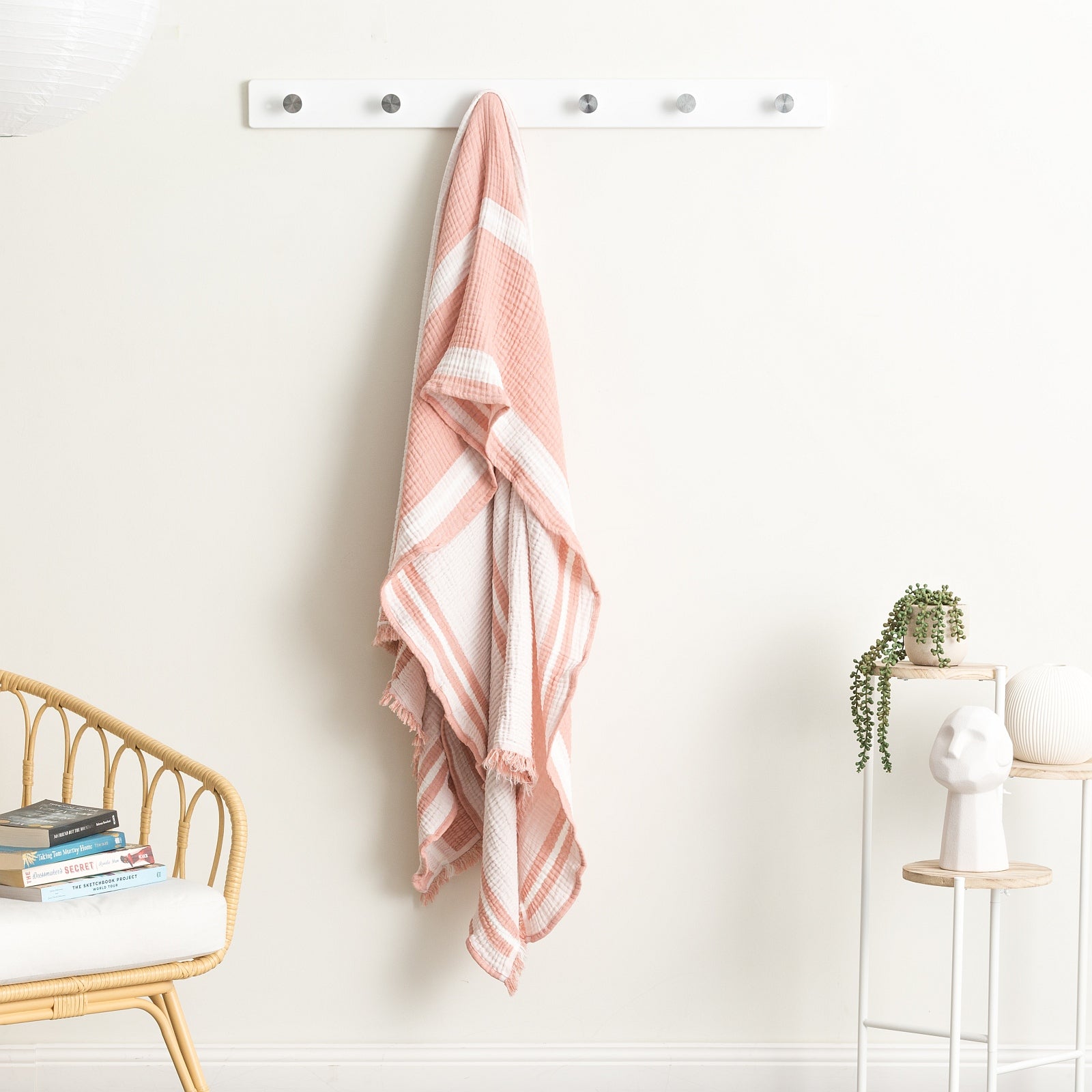Renee Taylor Ray Striped Vintage Washed Yarn Dyed Textured Cotton Throw 130 x 200 Cms Mystic