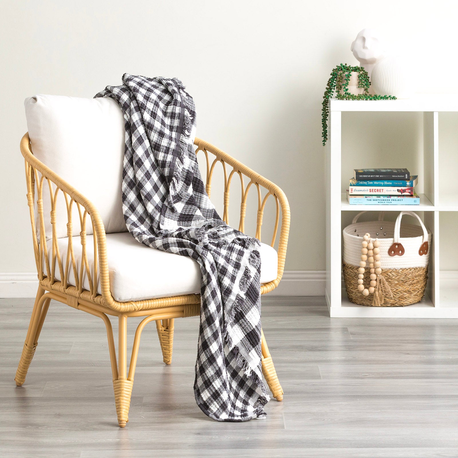 Renee Taylor Atlantic Reversible Vintage Washed Yarn Dyed Textured Cotton Throw 130 x 200 Cms Ash