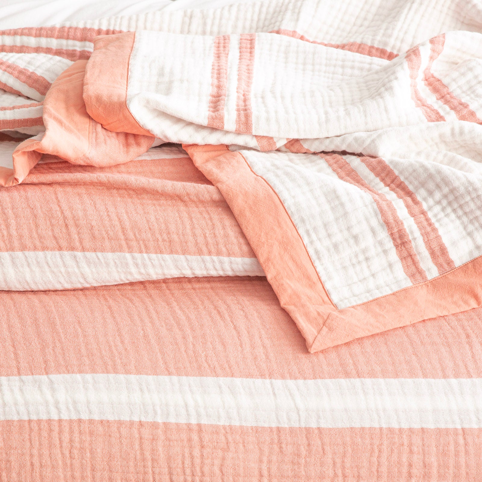 Renee Taylor Brighton Washed Cotton Yarn Dyed Textured Blanket Queen/King Mystic