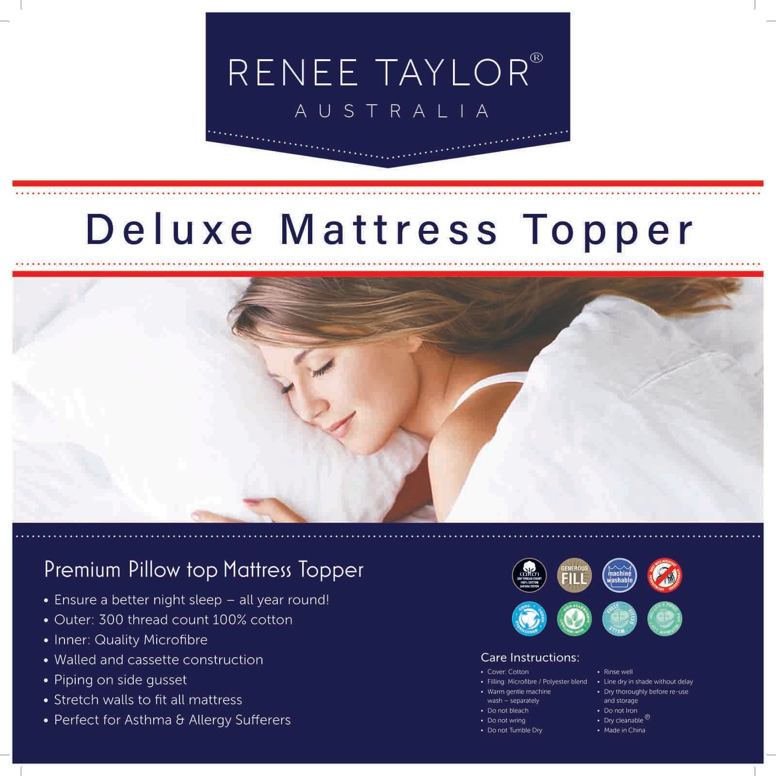 Renee Taylor Deluxe 1000 GSM High Loft Fully Fitted Mattress Topper King