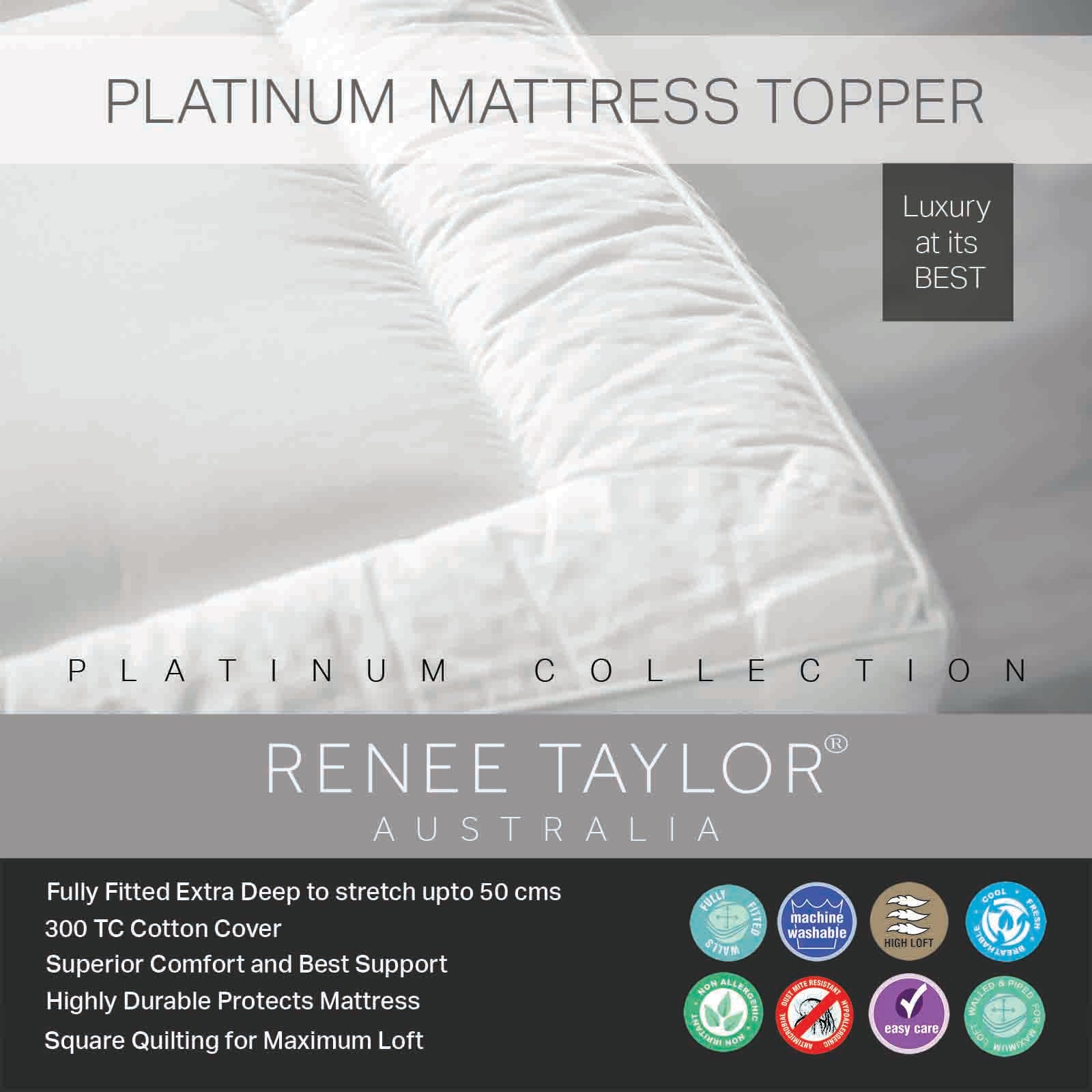 Renee Taylor Platinum 1500 GSM High Loft Fully Fitted Mattress Topper King