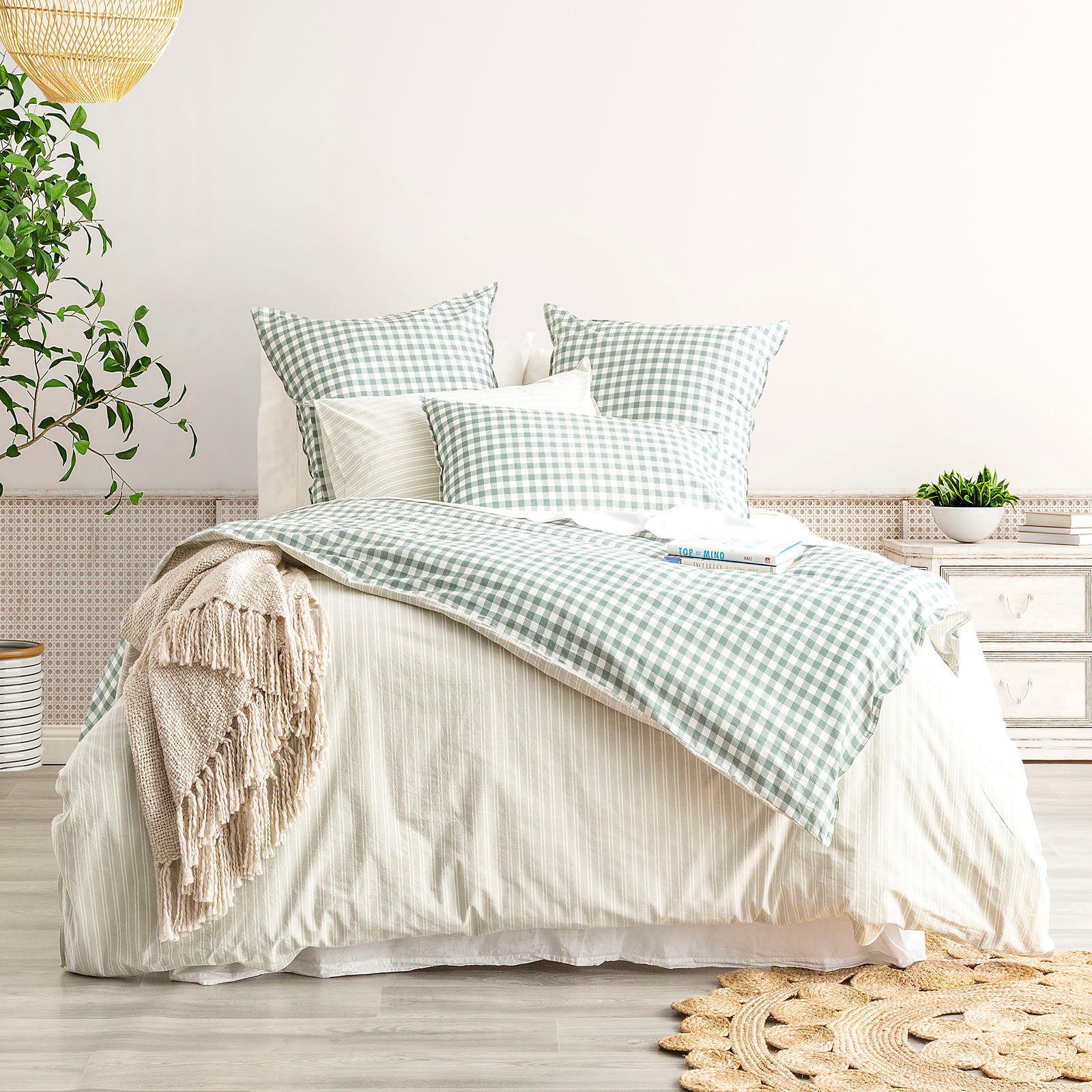 Renee Taylor Alison Yarn Dyed Cotton Reversible Quilt cover sets Queen Forest