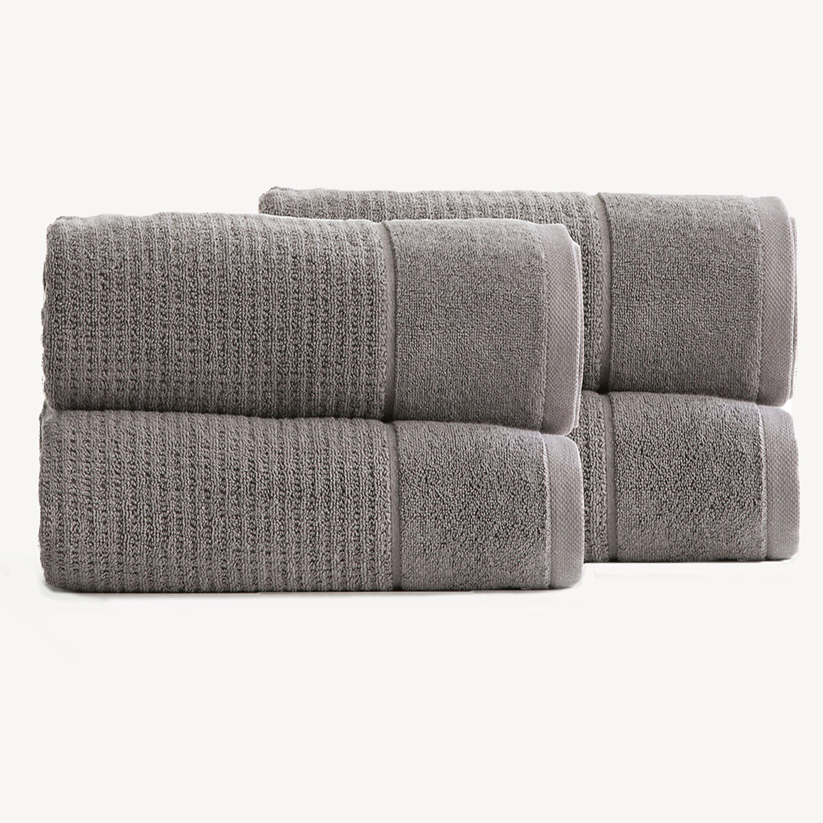 Renee Taylor Cambridge 650 GSM Textured Bath Sheets — 4 Pack - Fossil