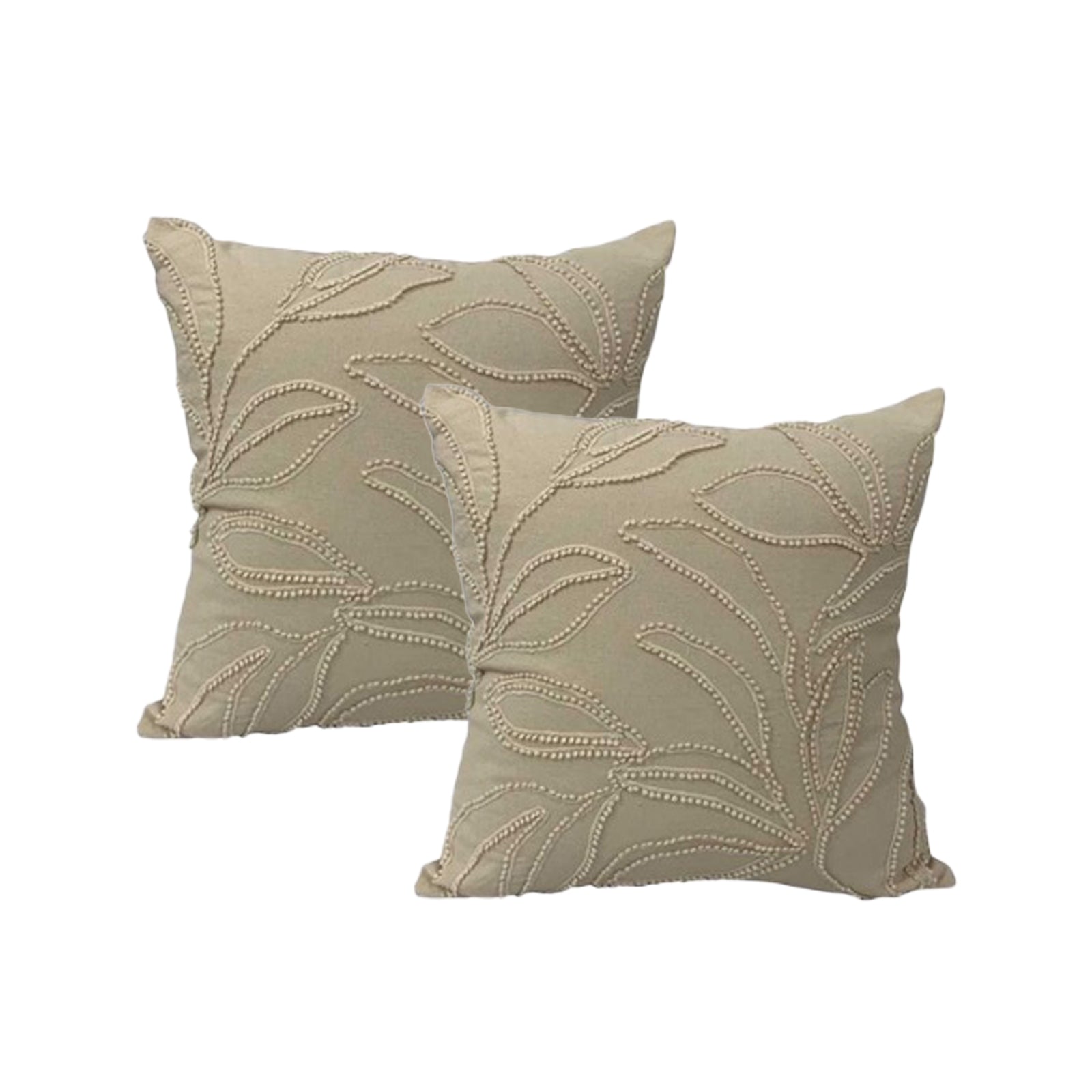 Cloud Linen Cotton Embroidered Cushion 50 x 50 Cms Feather Filled Riviera Natural -Twin Pack