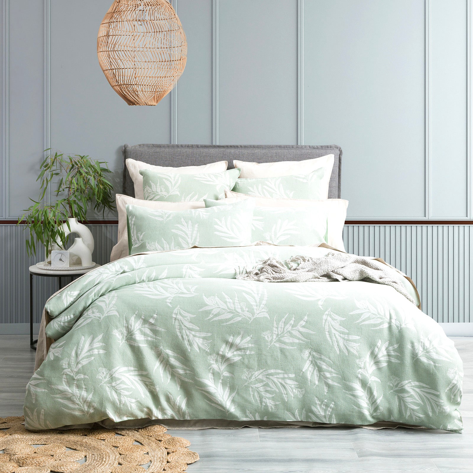 Renee Taylor Native Cotton Jacquard Quilt cover set Euro P/C Juniper