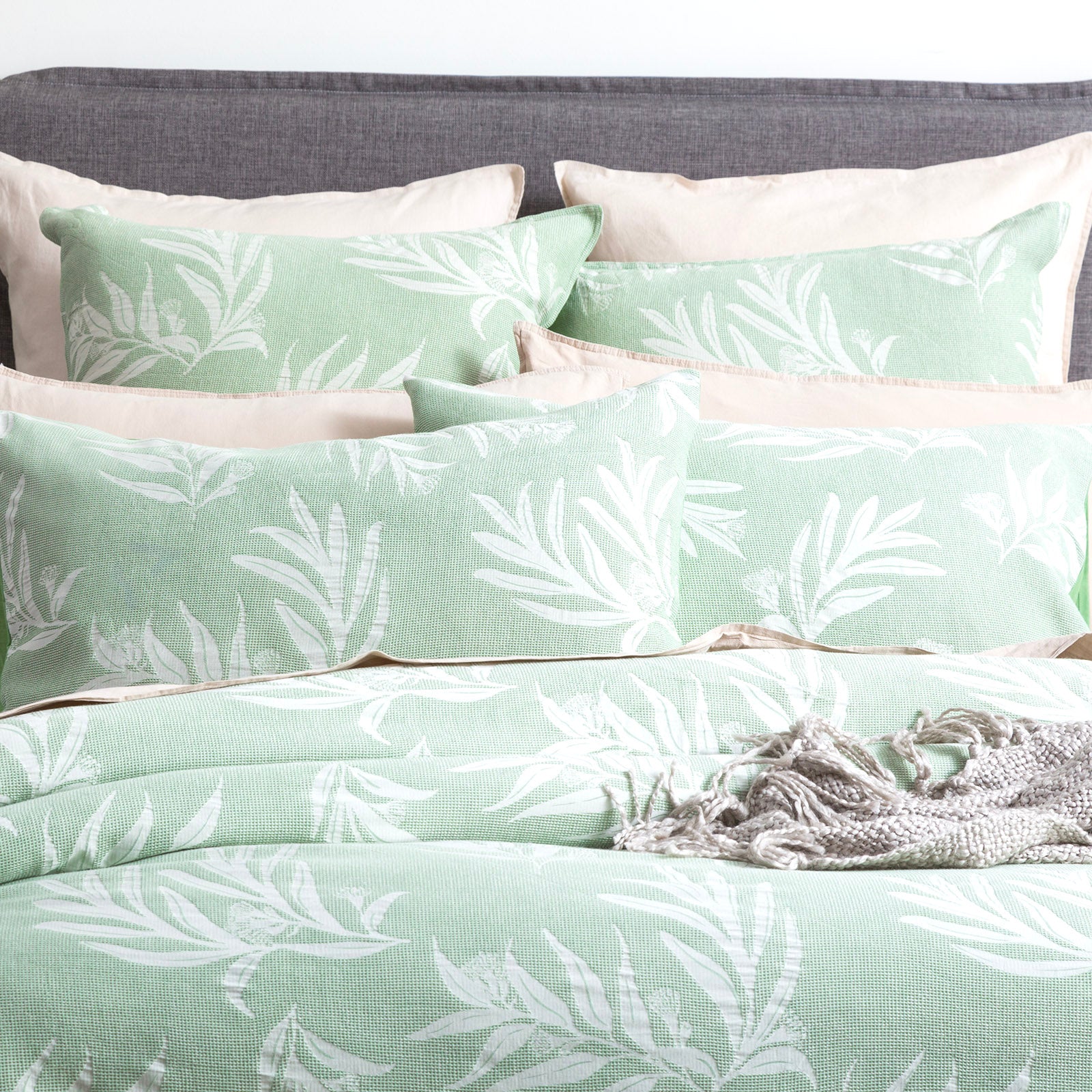 Renee Taylor Native Cotton Jacquard Quilt cover set Euro P/C Juniper