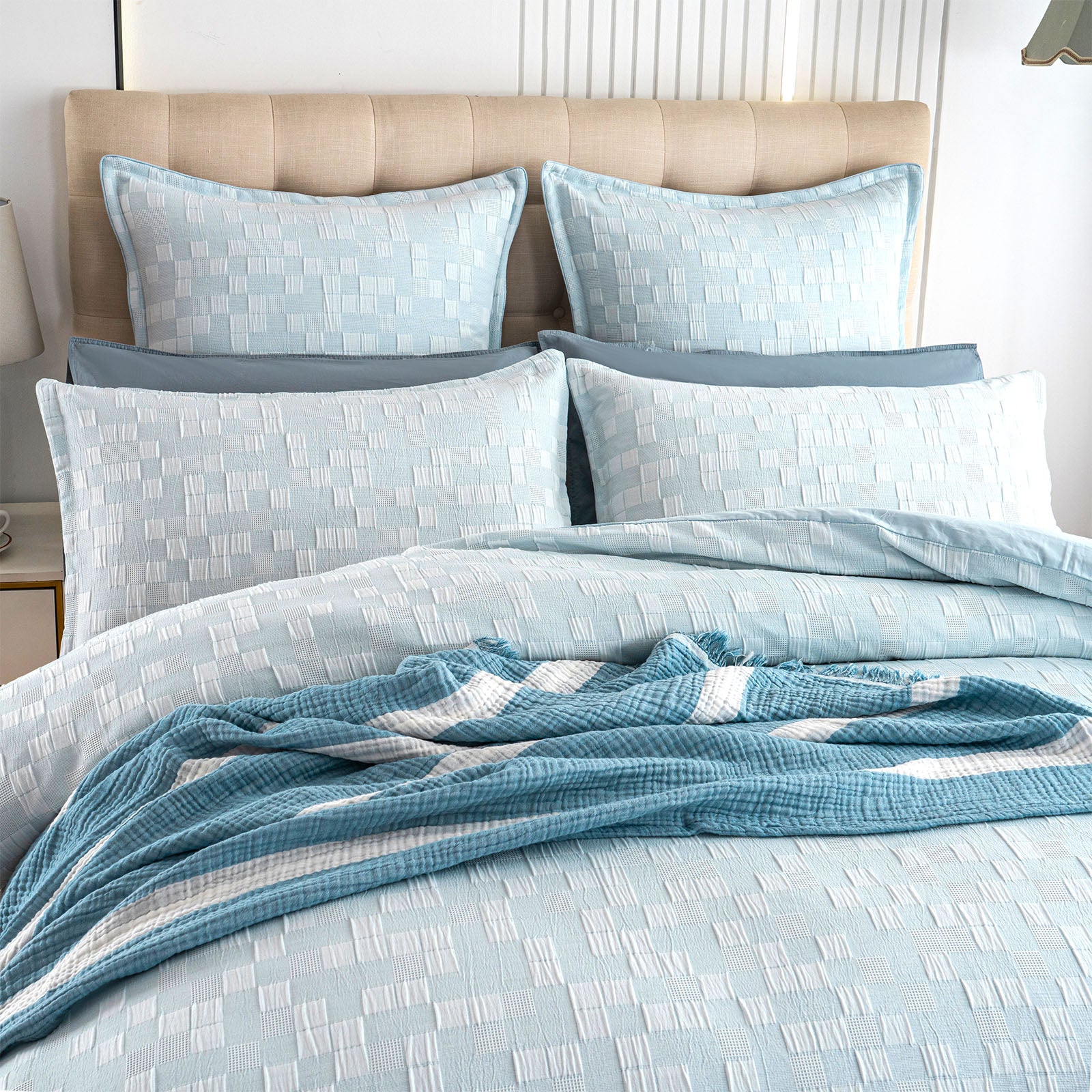 Renee Taylor Jervis Checks Jacquard Euro P/C French Blue