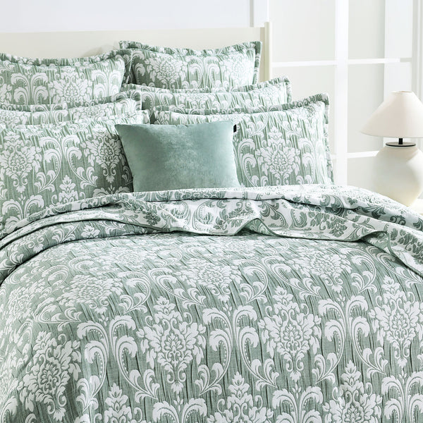 Renee Taylor Tahlia Jacquard Coverlet Set — Jade