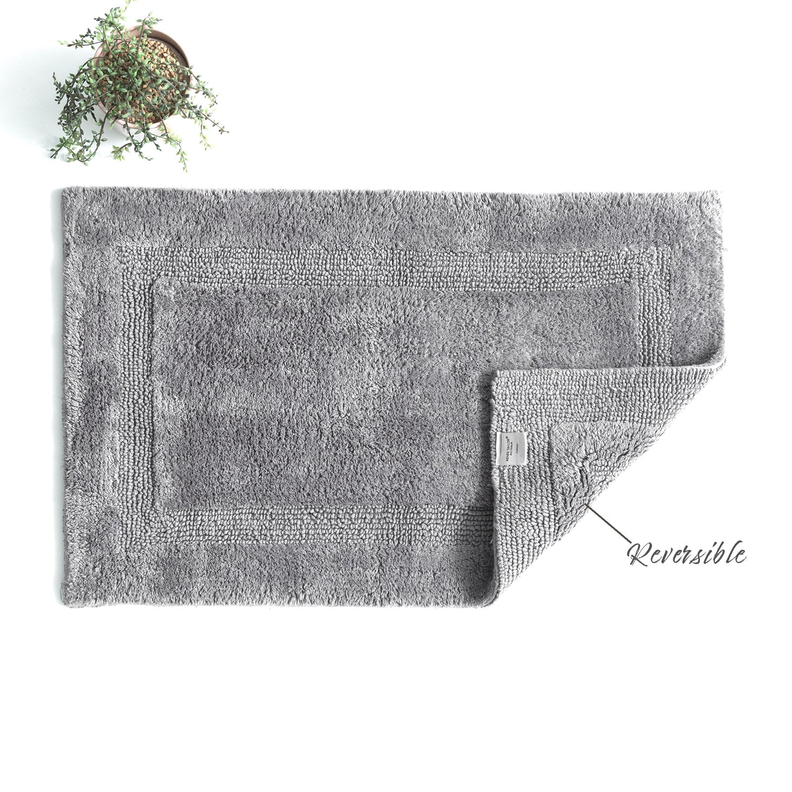 Renee Taylor Soho Cotton Reversible Bath Mat 50 x 80 Cms Nickel