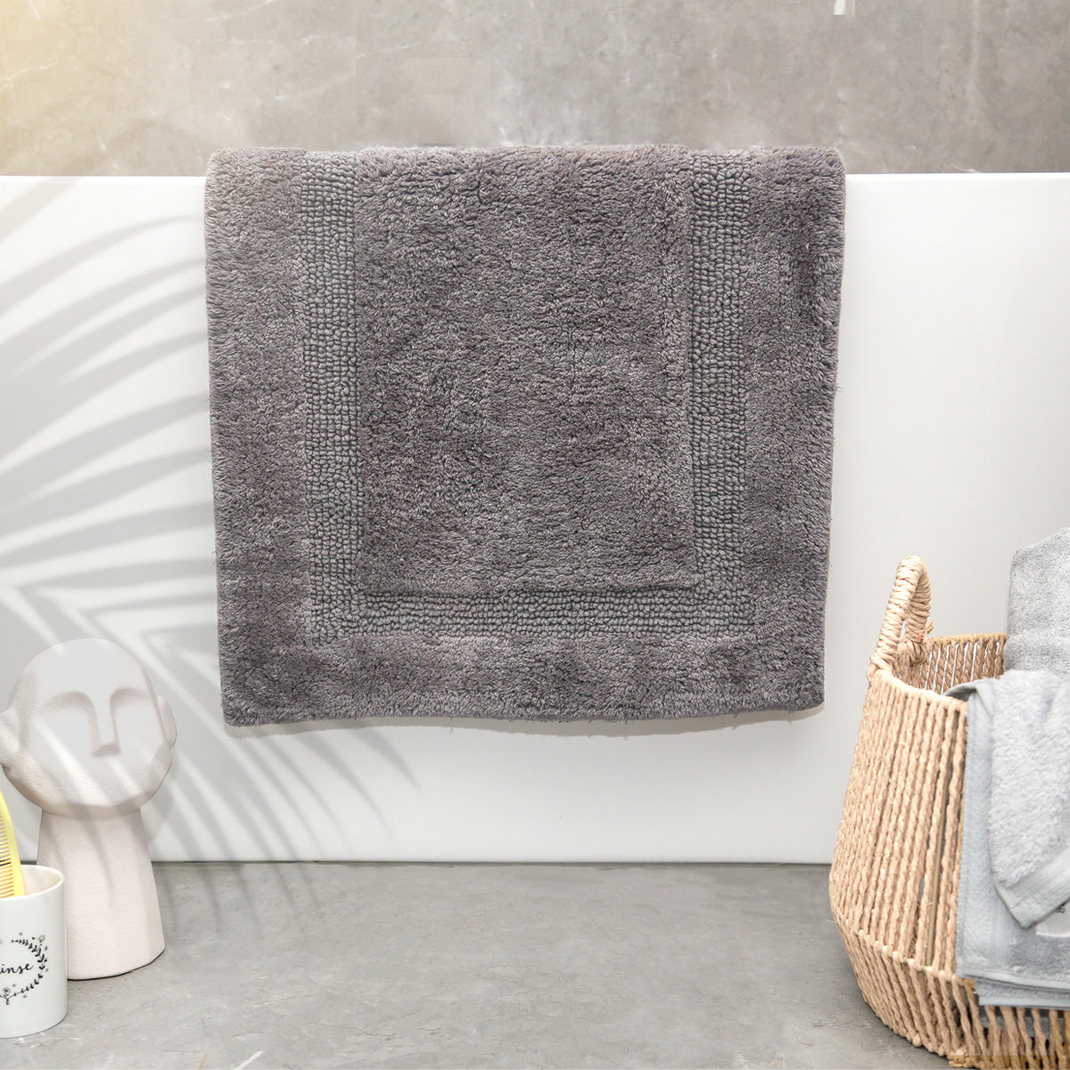Renee Taylor Soho Cotton Reversible Bath Mat 50 x 80 Cms Nickel