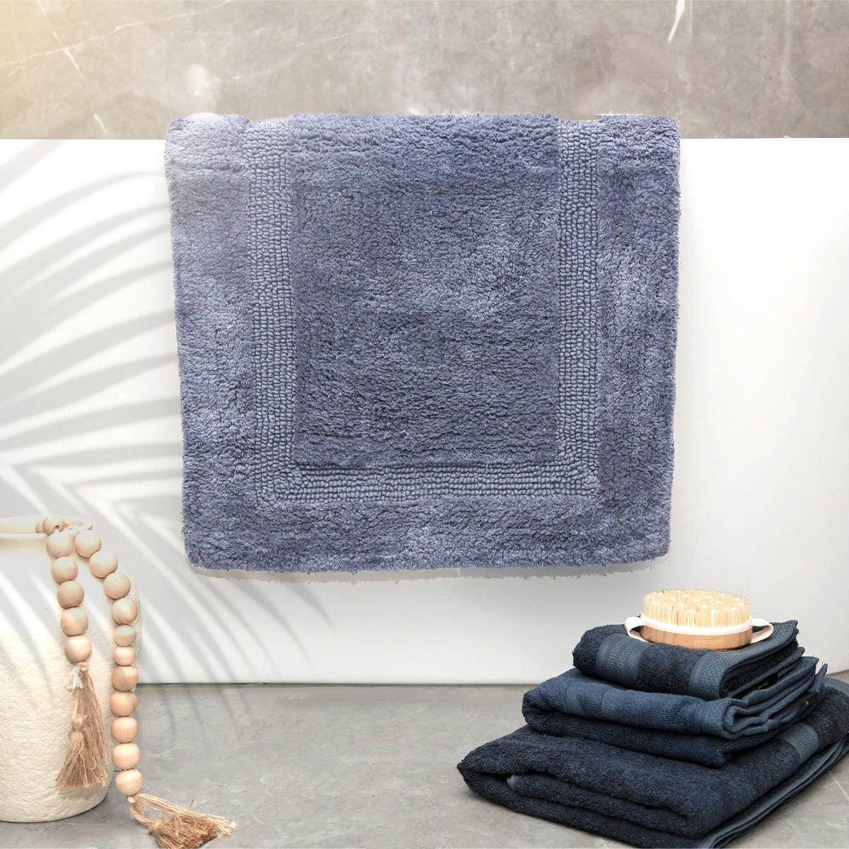 Renee Taylor Soho Cotton Reversible Bath Mat 50 x 80 Cms Blue