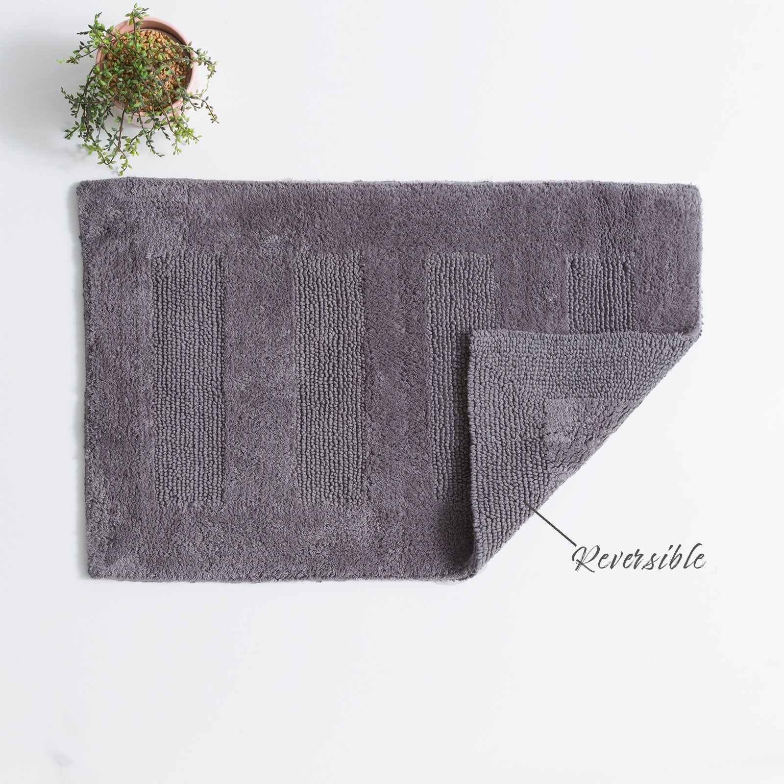 Renee Taylor Retreat Cotton Reversible Bath Mat 50 x 80 Cms Nickel
