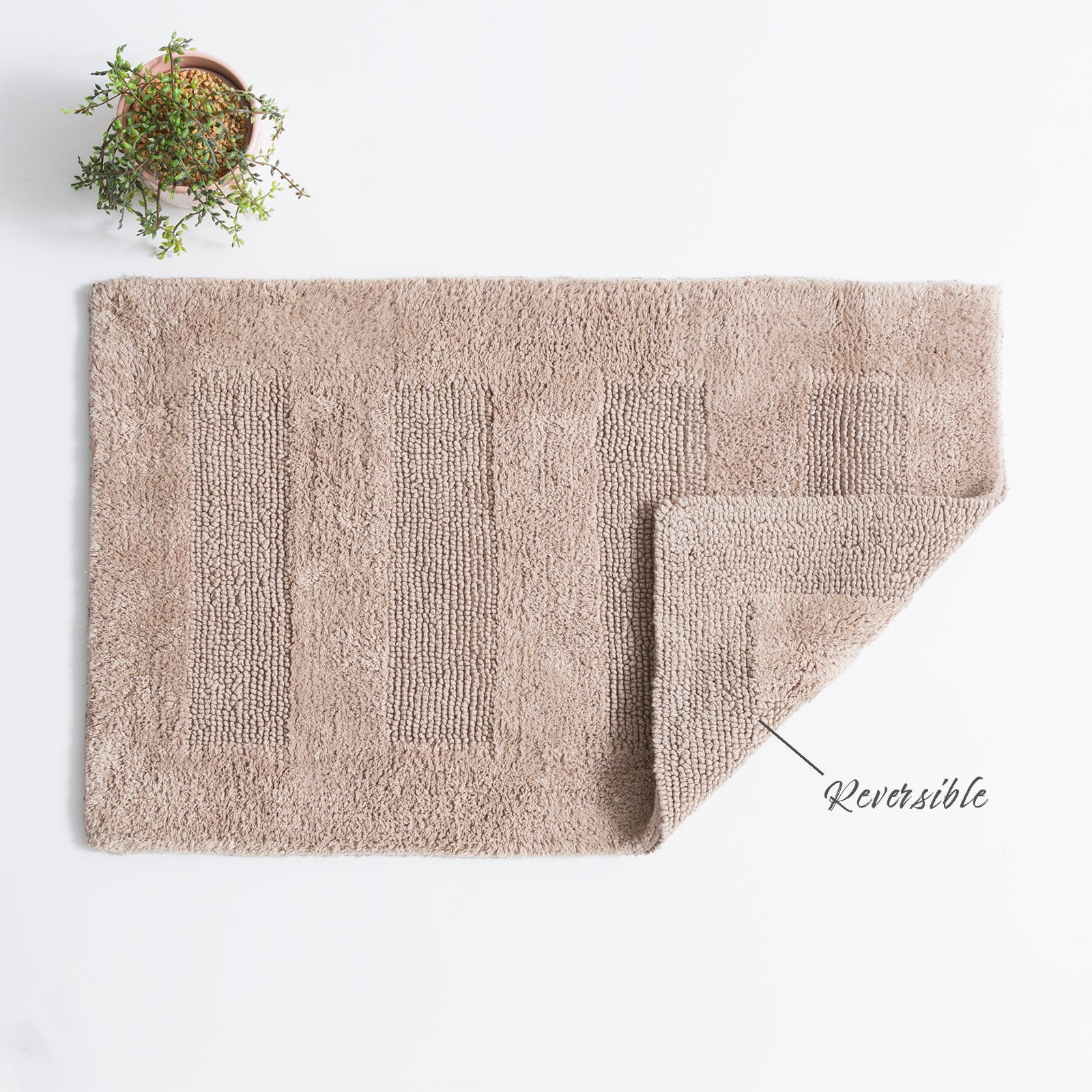 Renee Taylor Retreat Cotton Reversible Bath Mat 50 x 80 Cms Mocha