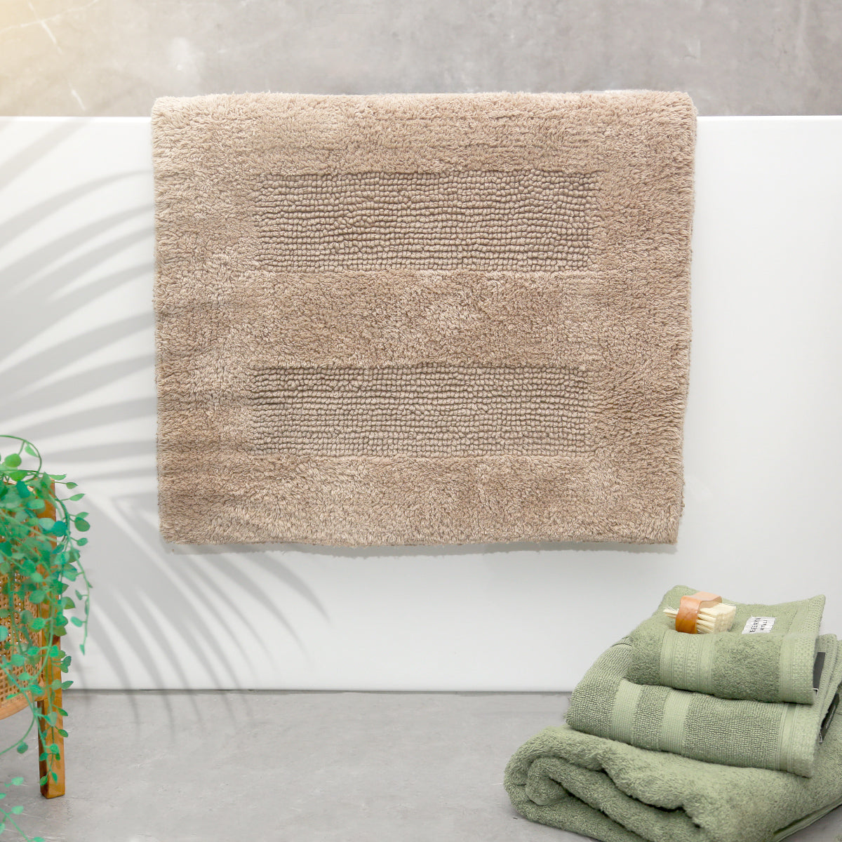 Renee Taylor Retreat Cotton Reversible Bath Mat 50 x 80 Cms Mocha