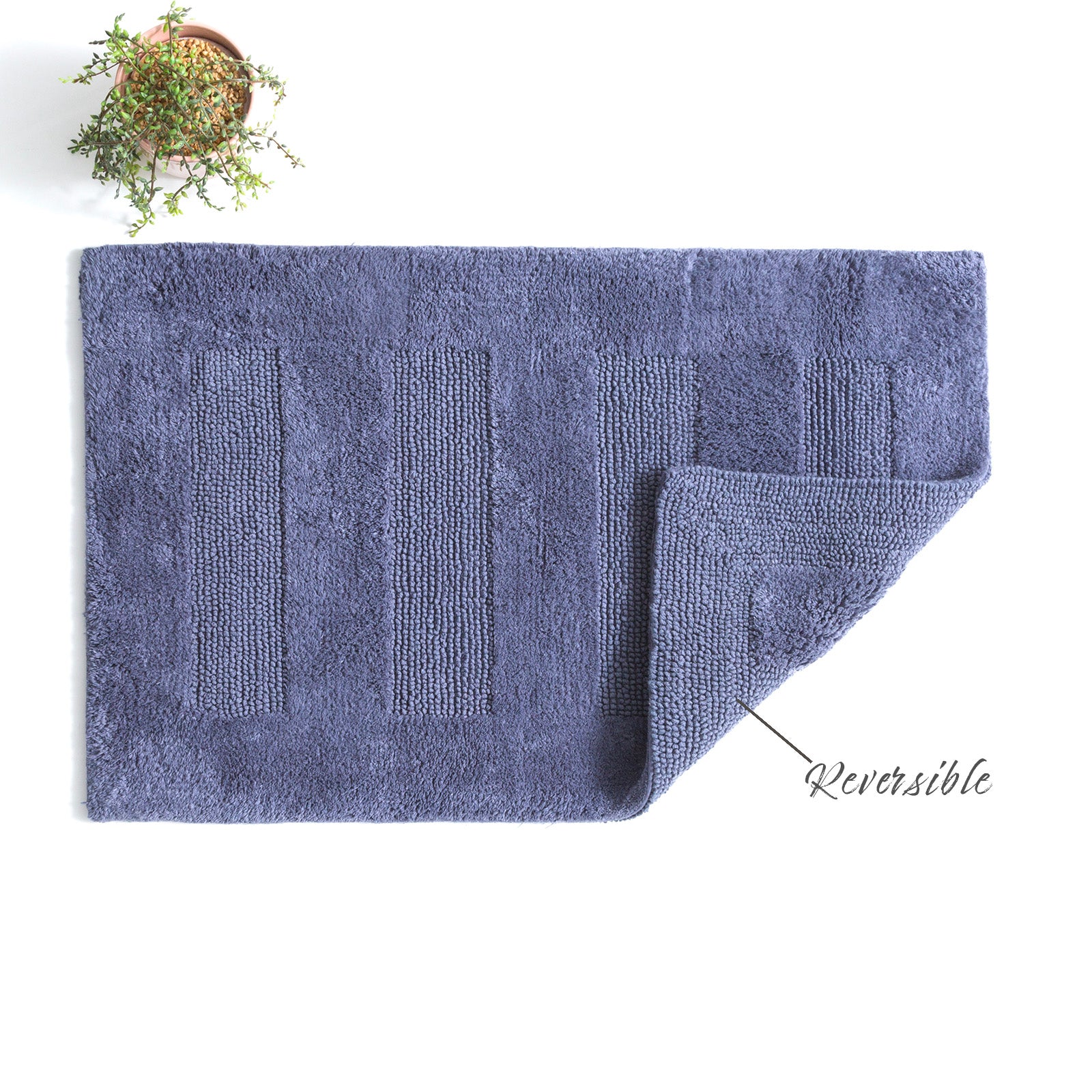 Renee Taylor Retreat Cotton Reversible Bath Mat 50 x 80 Cms Blue