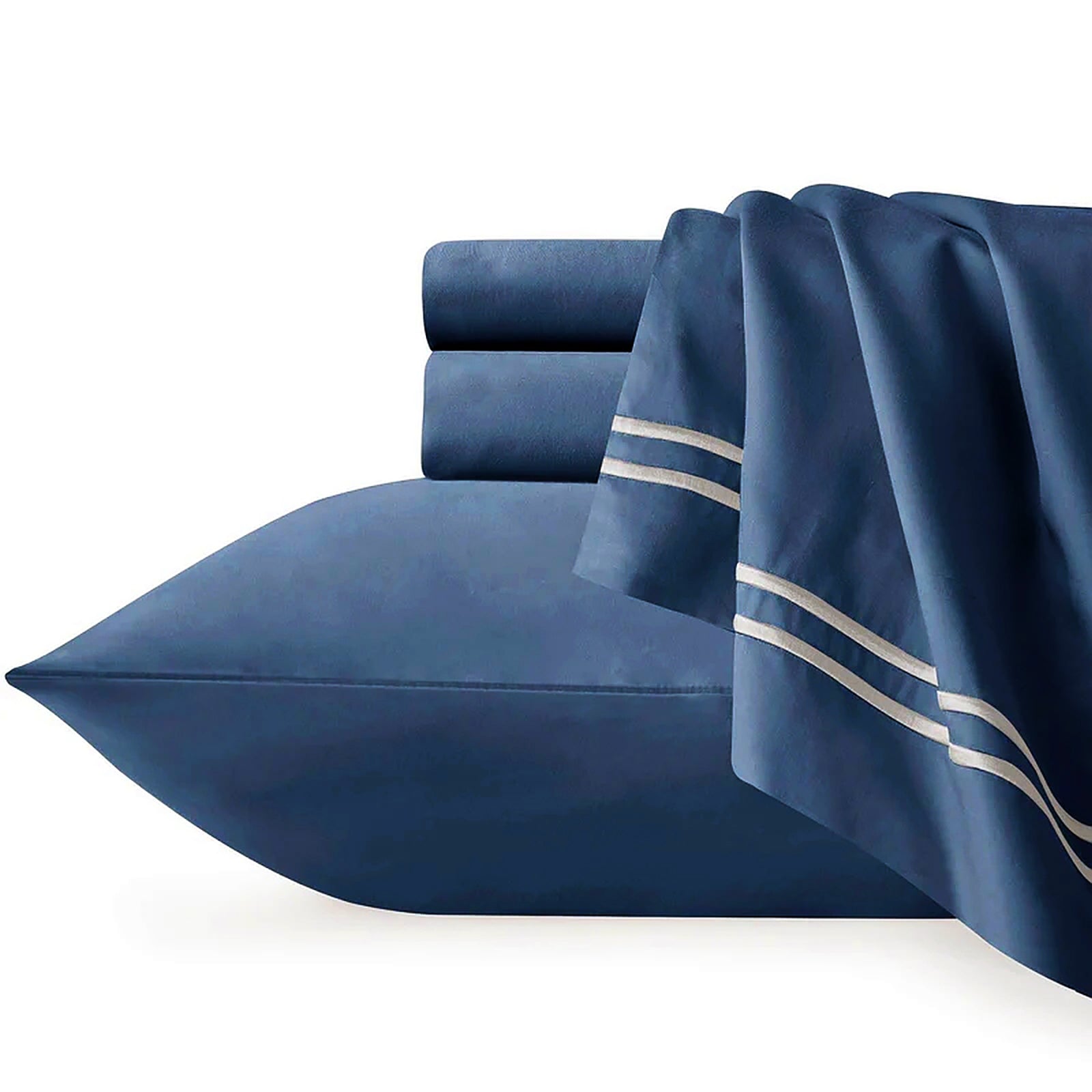 Renee Taylor Strada Embroidered 1000 TC Egyptian Cotton Quilt Cover Sets Queen Indigo