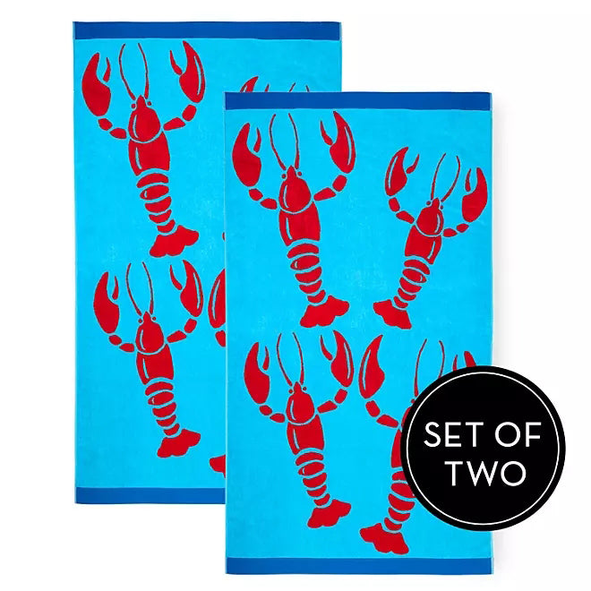 Renee Taylor Jacquard Velour Large Beach Towel – 2 Pack, 100 x 180 cm
