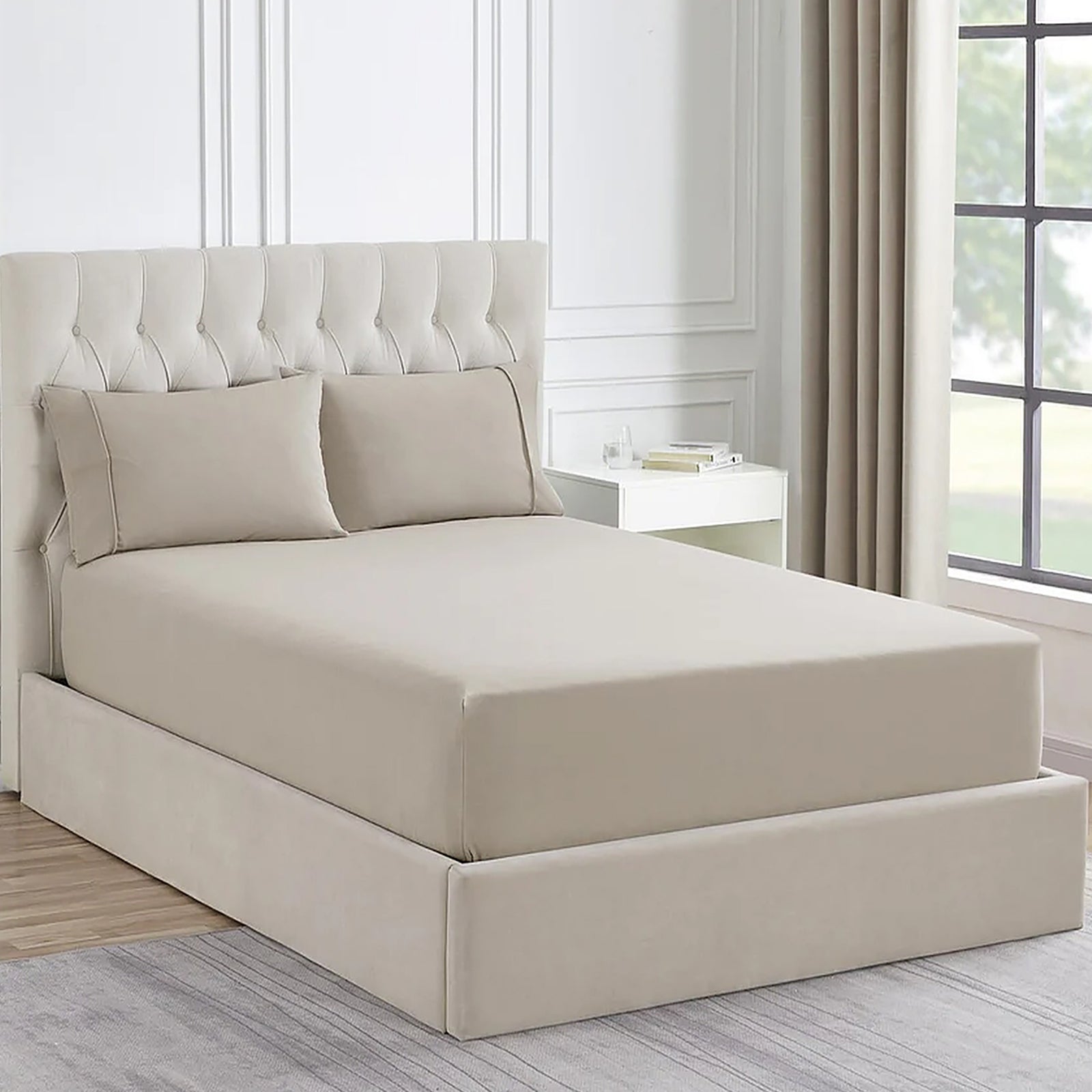 Ddecor Home 1500 Thread count Premium Cotton Blend Combo Set Queen Sand