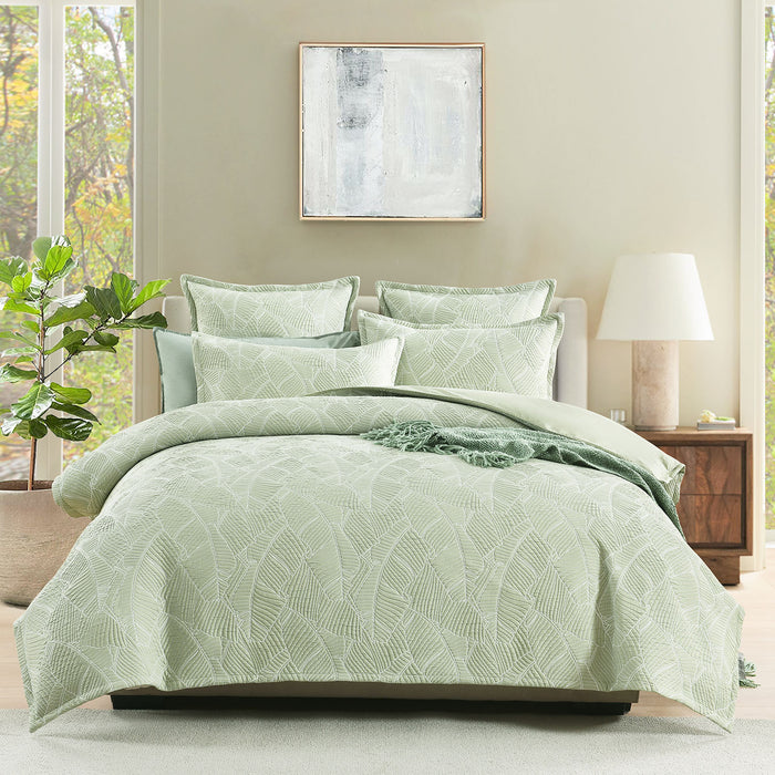Renee Taylor Woods Jacquard Quilt Cover Set — Sage