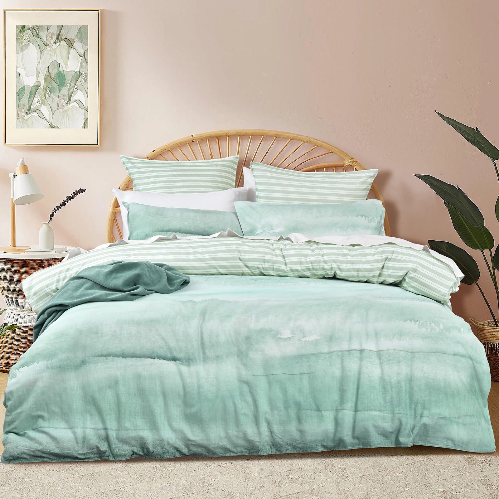 Renee Taylor 300 TC Cotton Reversible Quilt Cover Sets Queen Terrain