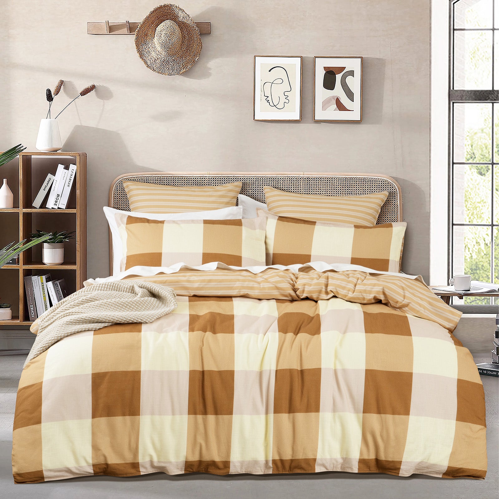 Renee Taylor 300 TC Cotton Reversible Quilt Cover Sets King Berlin Checks