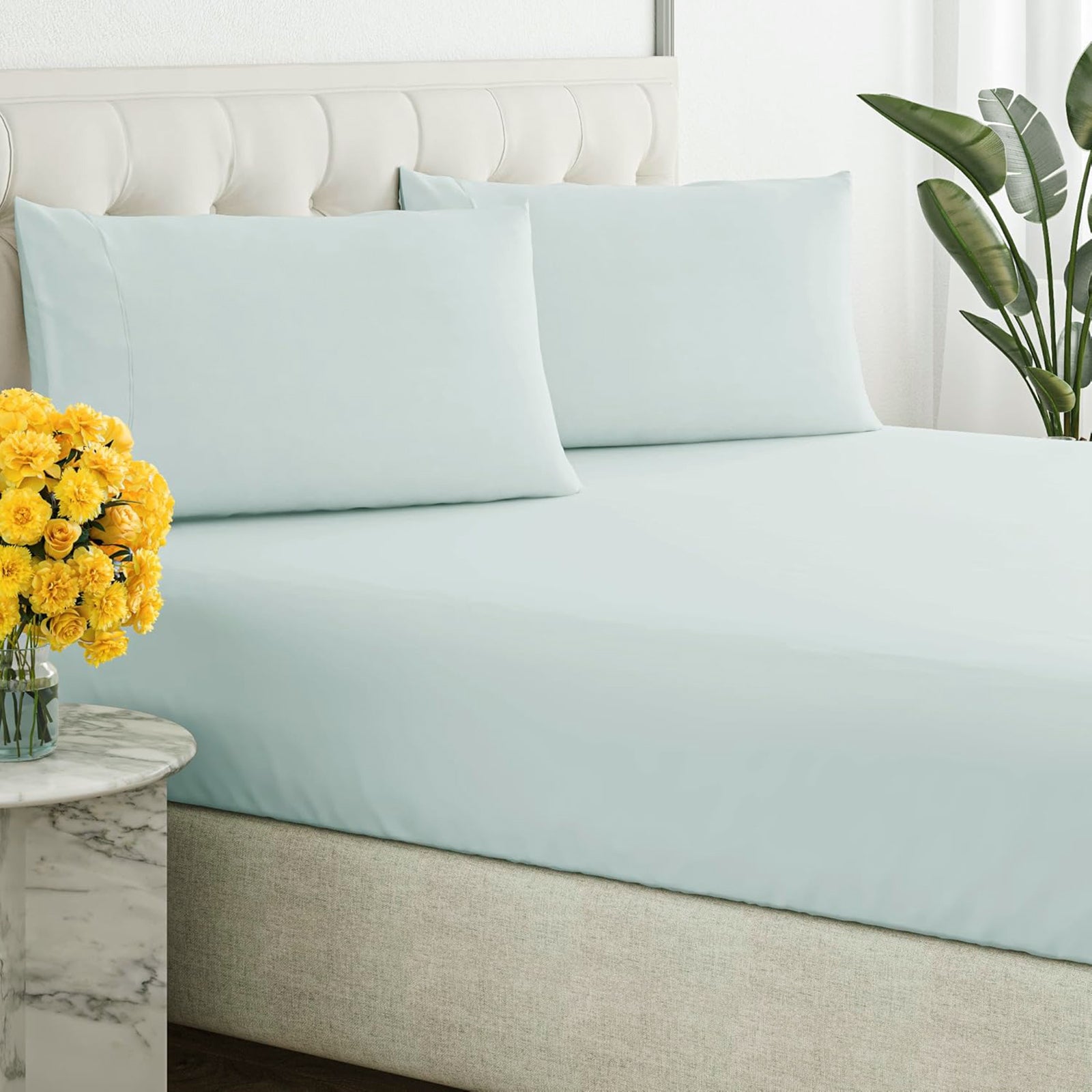 Renee Taylor 300 Thread Count 100% Organic Cotton Fitted and Pillow Case Set King Sage