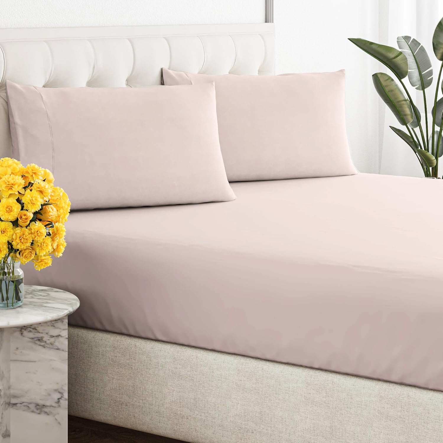 Renee Taylor 300 Thread Count 100% Organic Cotton Fitted and Pillow Case Set Double Sepia Rose