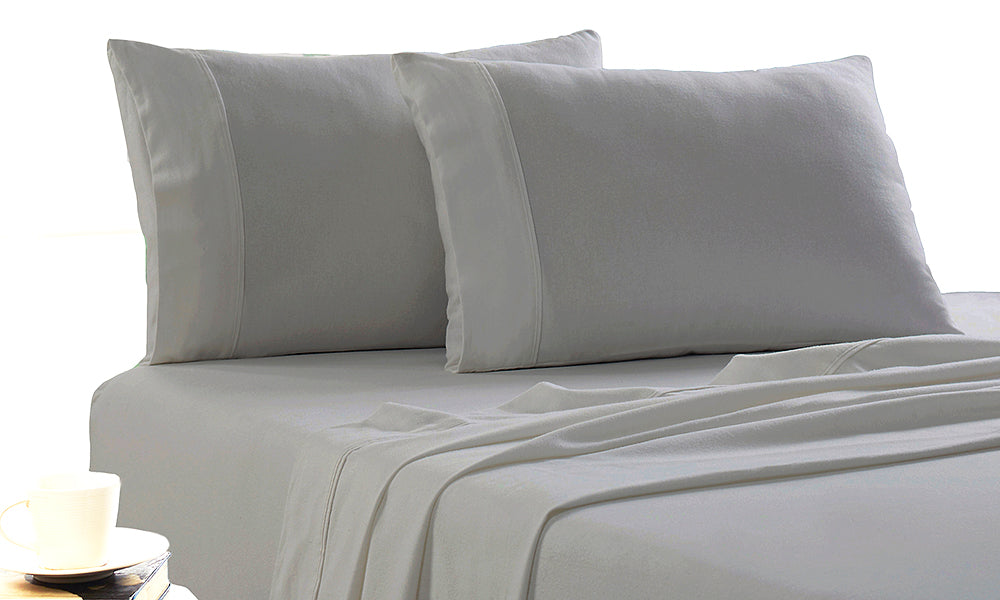 Park Avenue 175 GSM Egyptian Cotton Flannelette Sheet Sets Queen Silver