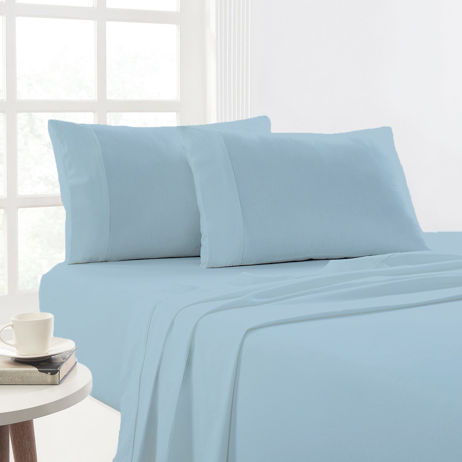 Park Avenue 175 GSM Egyptian Cotton Flannelette Sheet Sets Queen Sky