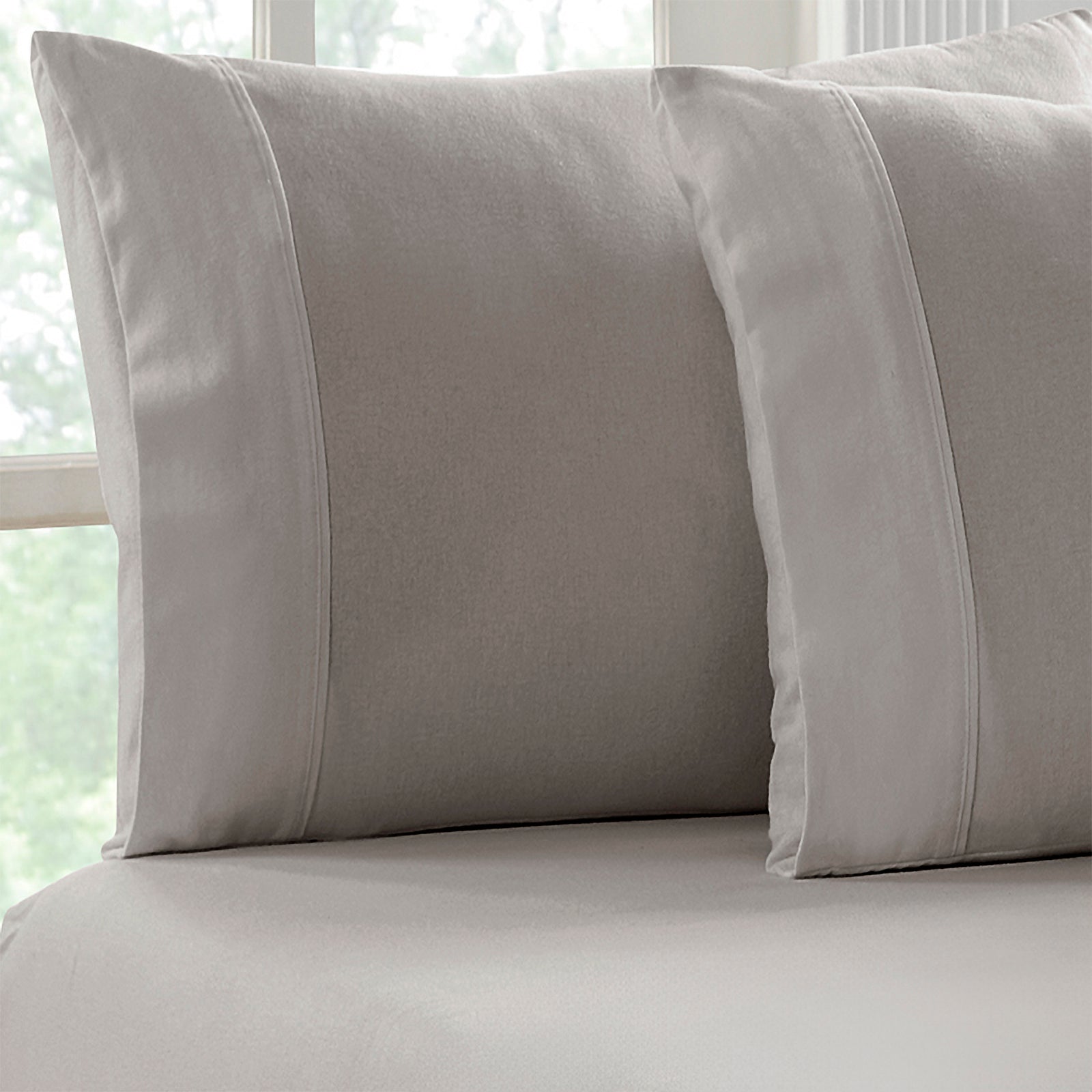 Park Avenue 175 GSM Egyptian Cotton Flannelette Fitted and Pillowcase Set Queen Ash