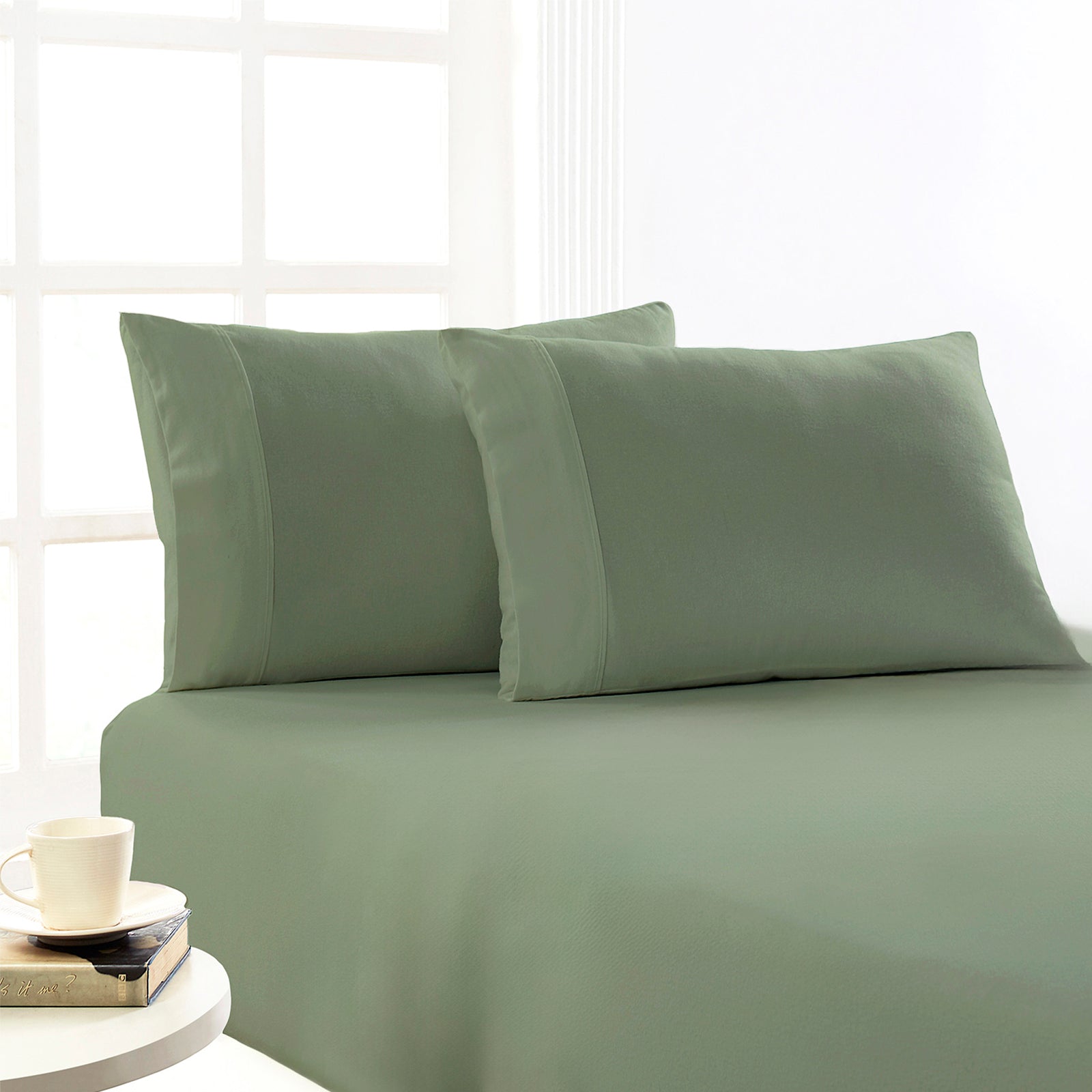 Park Avenue 175 GSM Egyptian Cotton Flannelette Fitted and Pillowcase Set Queen Juniper