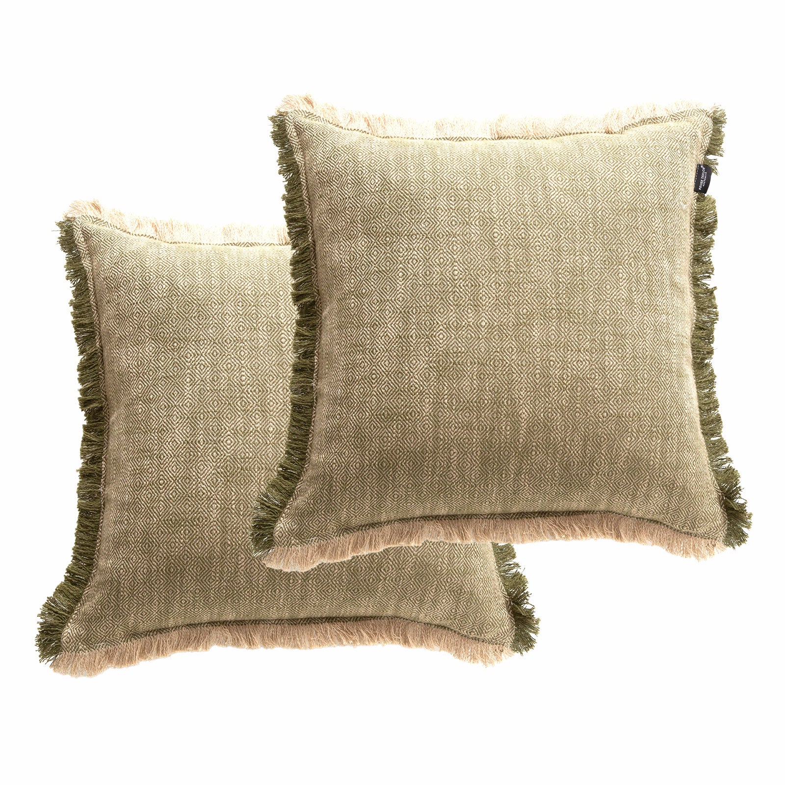 Renee Taylor Franco Stone Washed Yarn-Dyed Cushion Twin Pack 50 x 50 Cms Polyester Filled Olive
