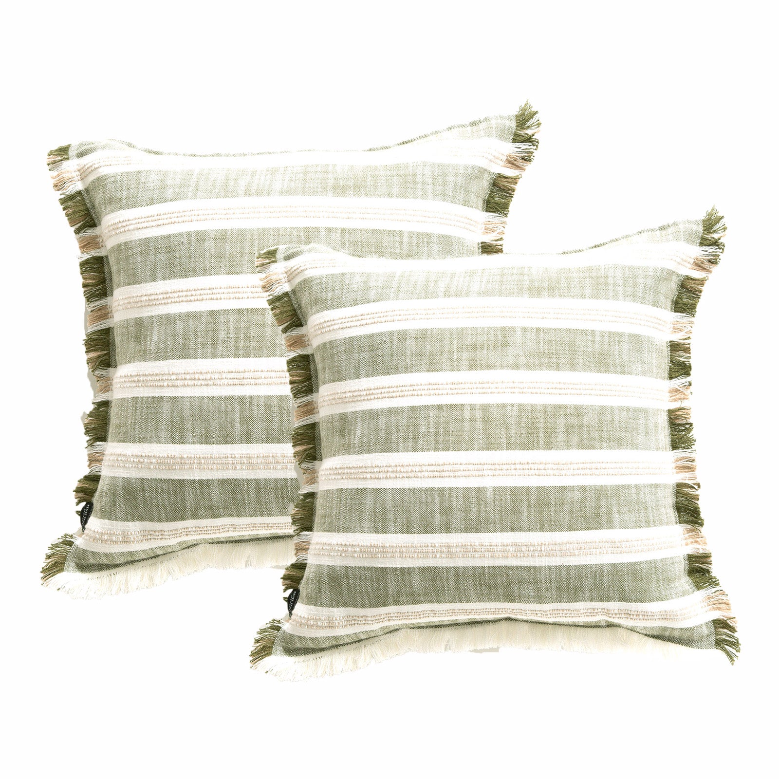 Renee Taylor Capri Stripe Stone washed Yarn-dyed Cushion Twin Pack 50 x 50 Cms Polyester Filled Juniper