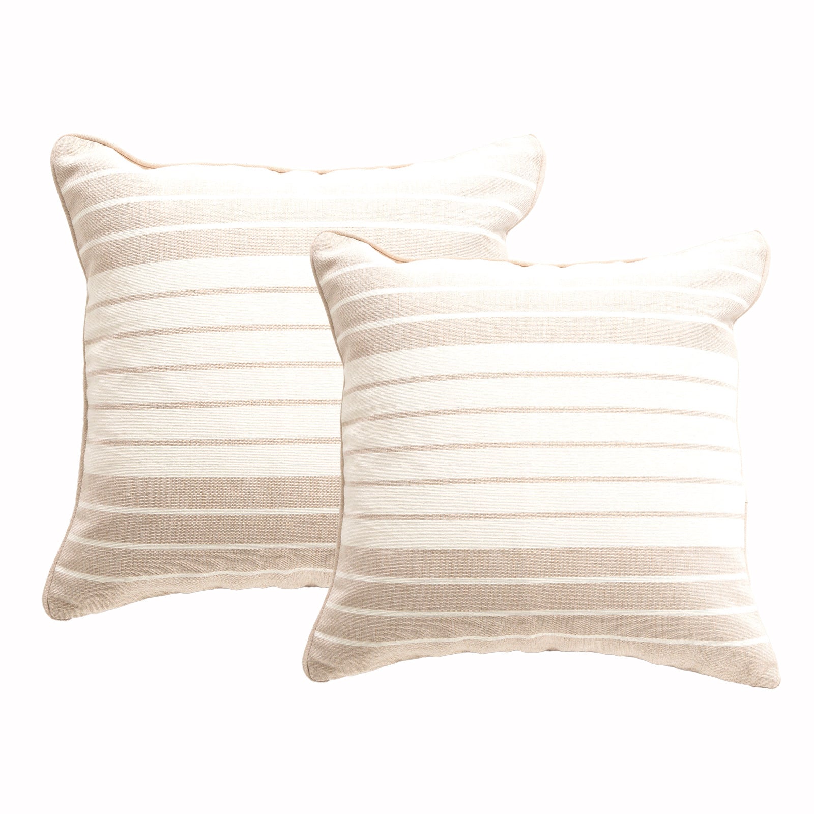 Renee Taylor Palma Stripe Stone washed Yarn-dyed Cushion Twin Pack 50 x 50 Cms Polyester Filled Nude
