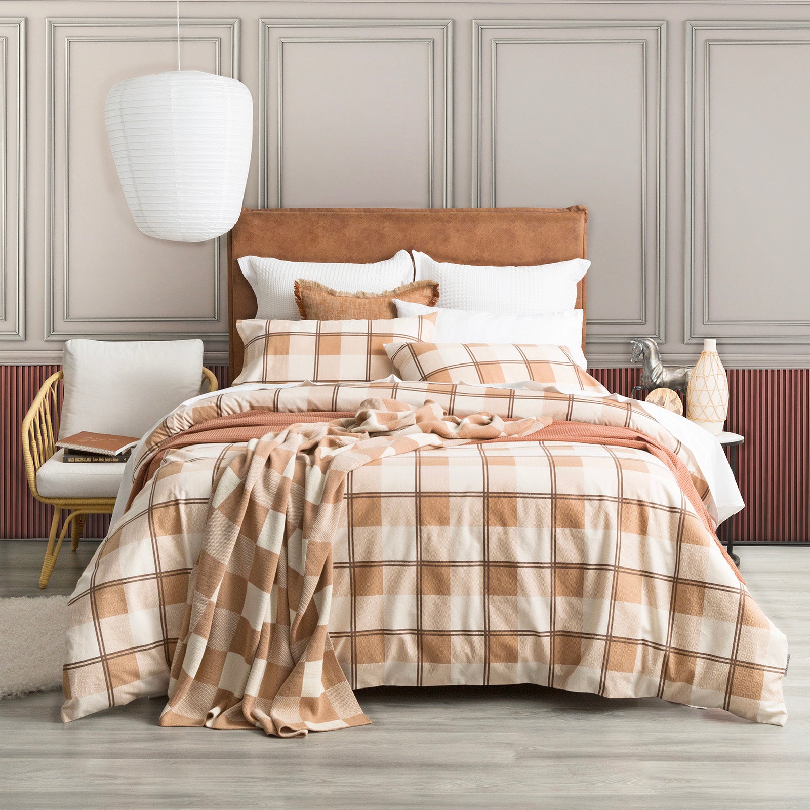 Park Avenue 175 GSM Egyptian Cotton Flannelette Quilt Cover Sets Double Twill Checks