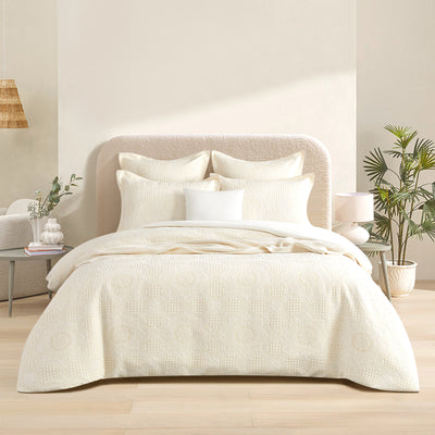 Renee Taylor Dakota Jacquard Quilt Cover Set — Beige