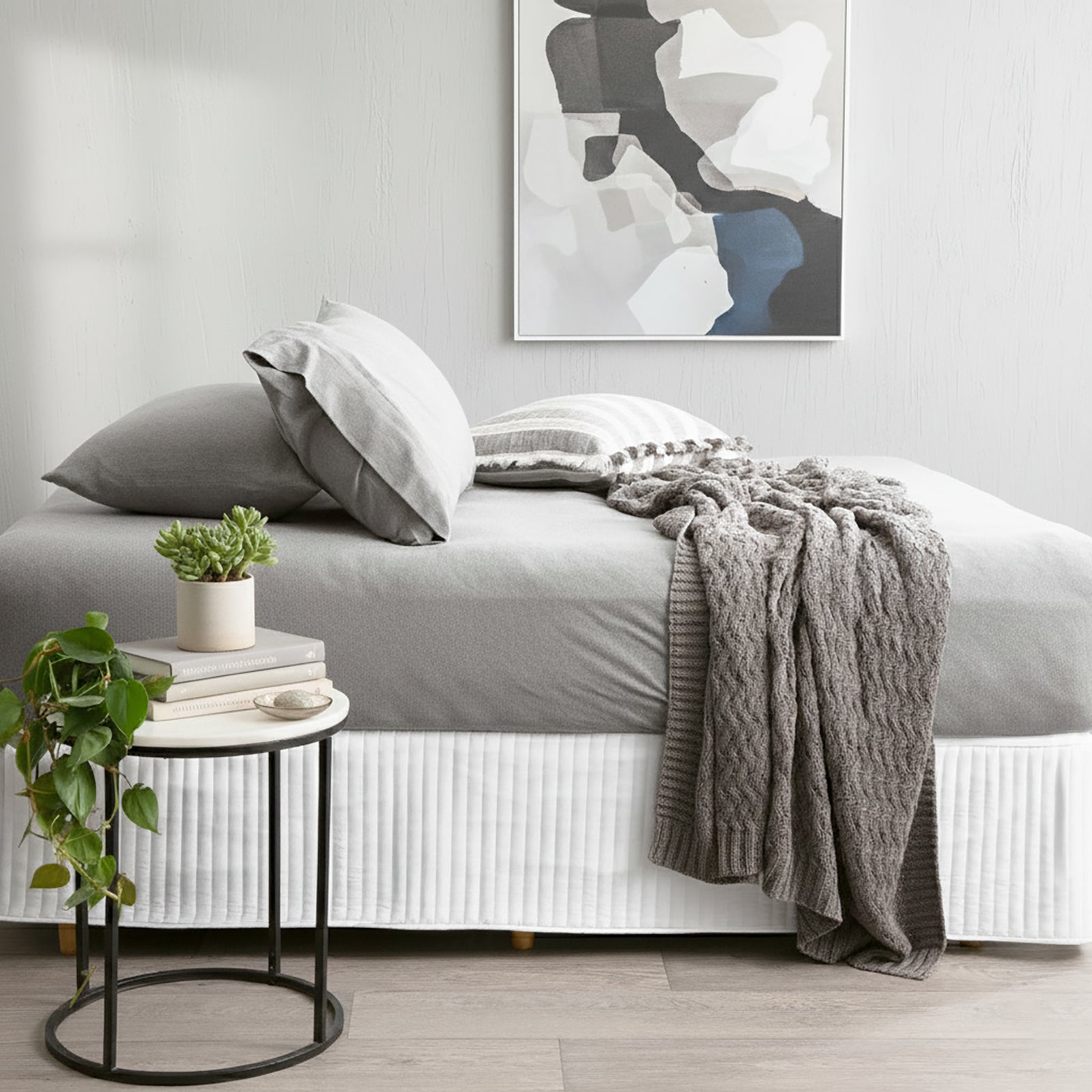 Renee Taylor Comfort T鈥檚 Organic Melange Jersey Fitted & Pillowcase - No Flat Sheet Queen Charcoal