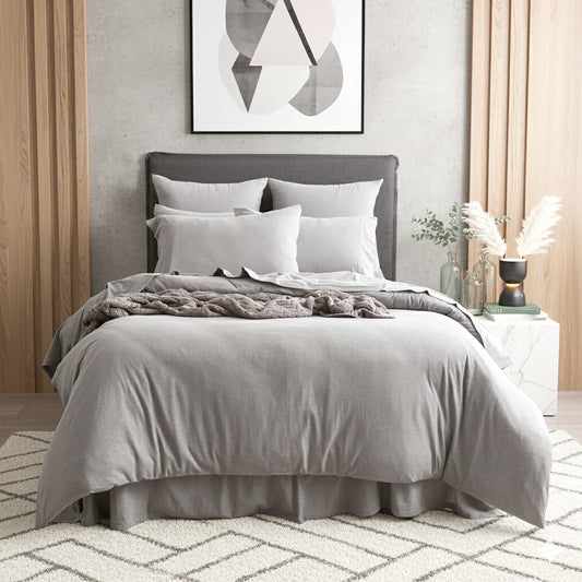 Renee Taylor Comfort T’s Organic Cotton Melange Jersey Quilt Cover Set Single Charcoal