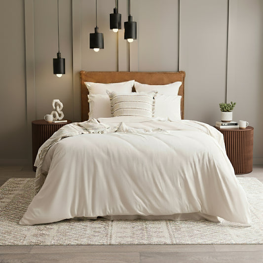 Renee Taylor Comfort T’s Organic Cotton Melange Jersey Quilt Cover Set Single Oatmeal