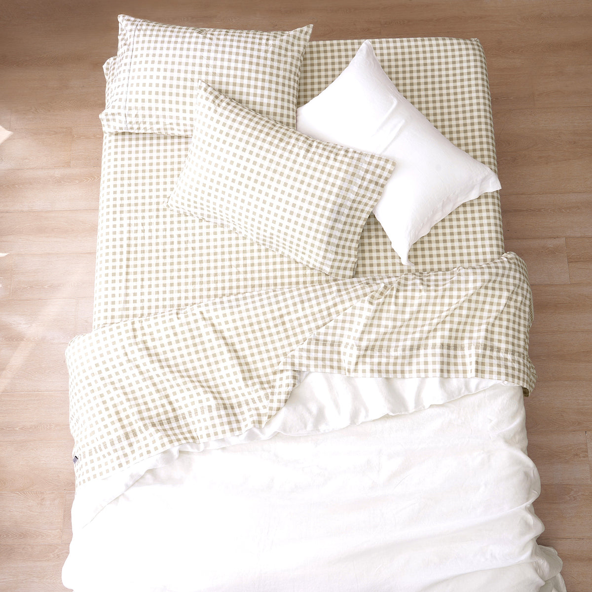 Renee Taylor Bran Gingham Patterned Cotton Sheet Set - Double