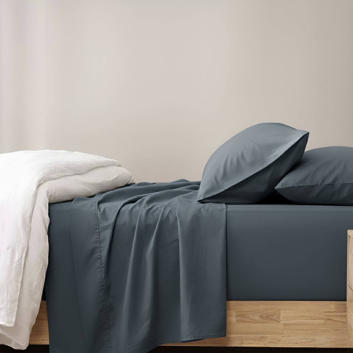 Renee Taylor 400 Thread Count Egyptian Cotton Sheet Set Single Steel Blue