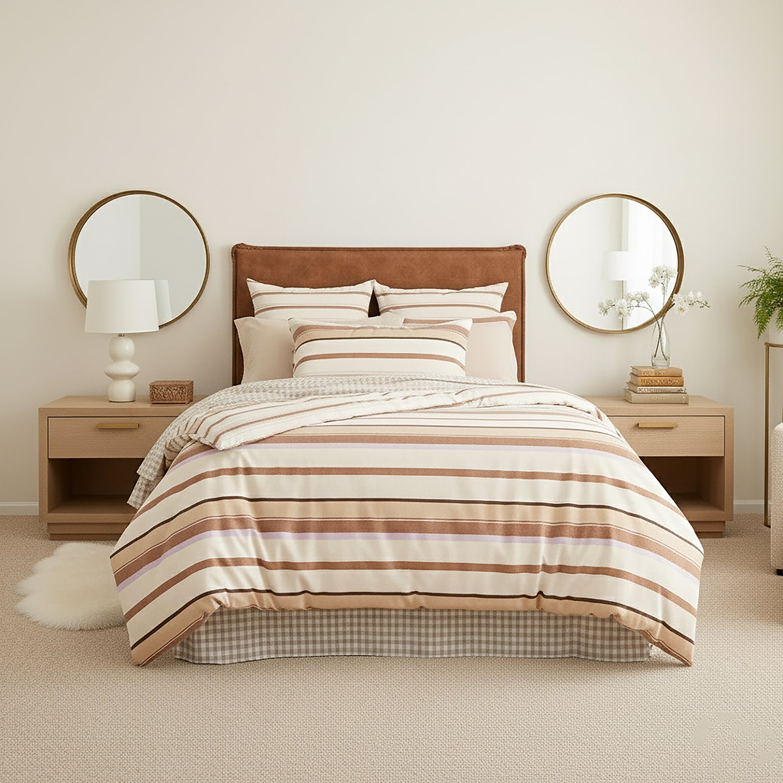 Renee Taylor Textured Cotton Slub Reversible Quilt Cover Set King William Stripe
