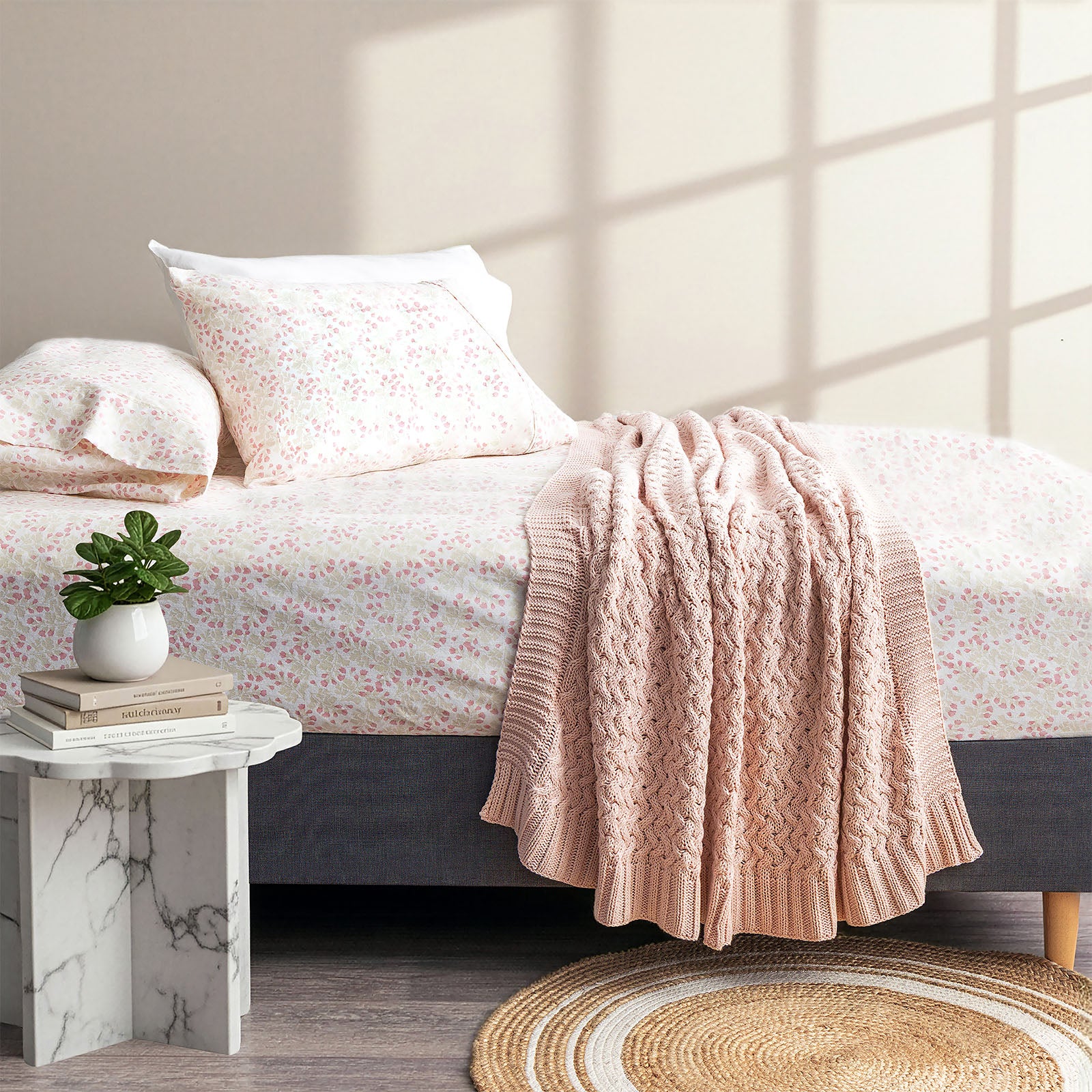 Park Avenue 175 GSM Egyptian Cotton Flannelette Fitted and Pillow Case Set King Single Bloomsbury