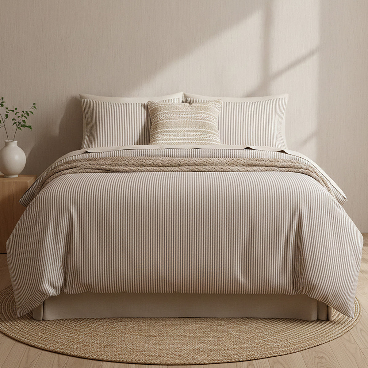 Park Avenue 175 GSM Egyptian Cotton Flannelette Quilt Cover Set - Super King Vintage Stripe