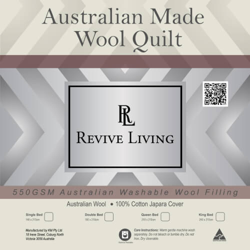Australian made wool quilt for single, double, queen, king  and super king