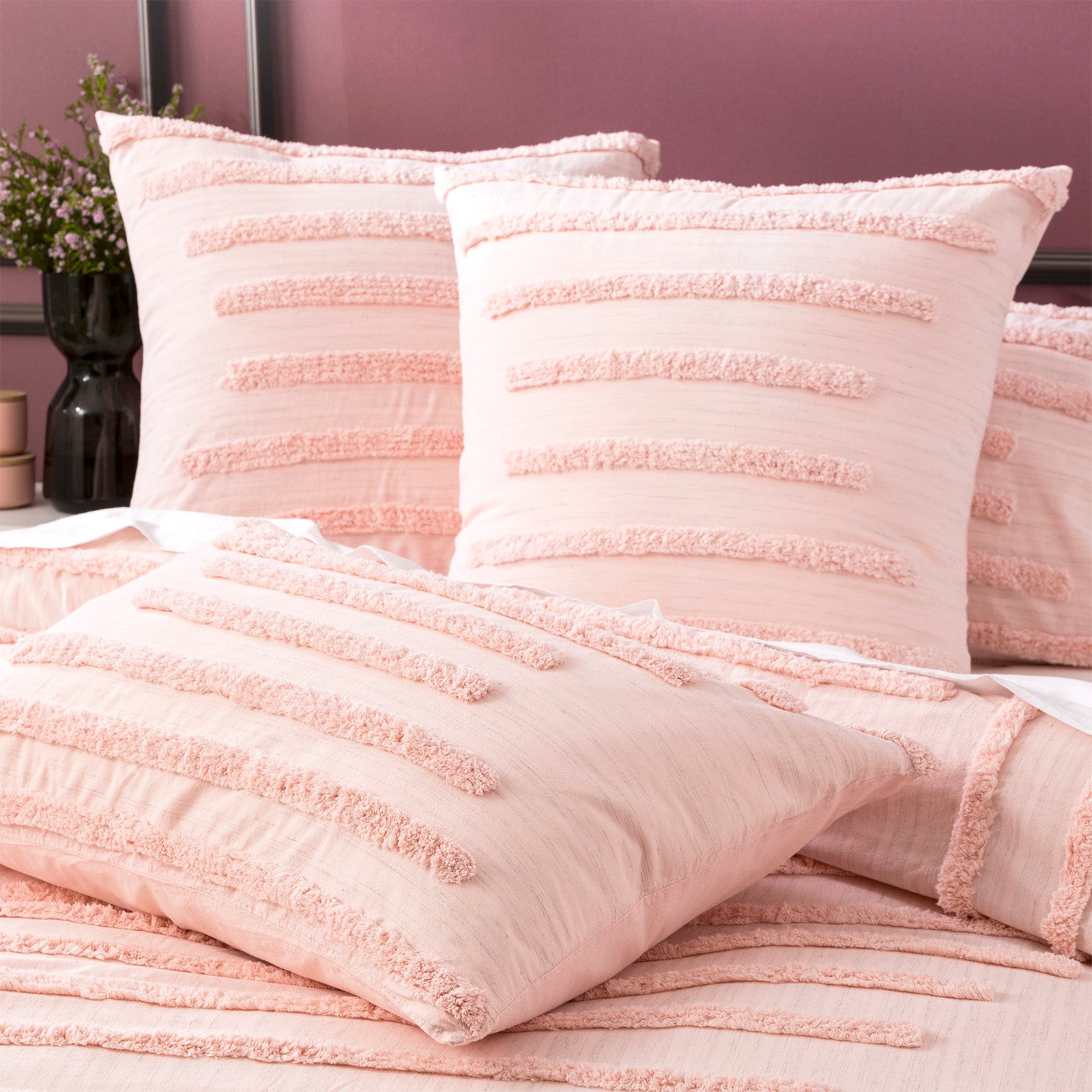 Renee Taylor Classic Cotton Vintage washed Tufted Quilt Cover set King Blush
