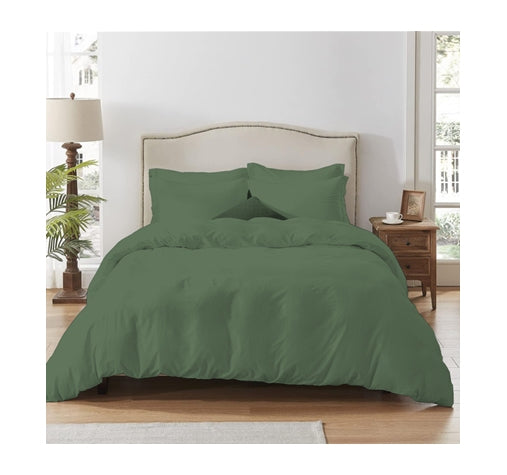 250 thread count cotton and polyester blend fitted sheet with pillowcase in single, double, queen and king in green